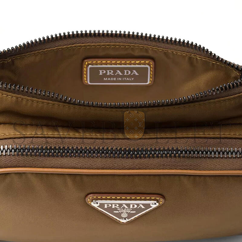 PRADA RE-NYLON AND LEATHER BELT BAG 2VH128 (19*13*2.5cm) 